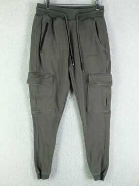 Youngla Sweatpants Womens Medium Green Cargo Pants Draw String Retro